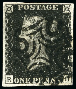 Stamp of Great Britain » 1840 1d Black and 1d Red plates 1a to 11 1840 1d Black pl.1b RH with fine to good margins, 
