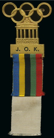 Stamp of Olympics » 1936 Berlin » Medals 1936 Berlin "J. O. K." (I. O. C.) participation badge