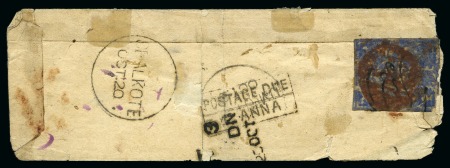 Stamp of Indian States » Jammu & Kashmir 1867-77 1/2a dark violet-blue, native laid paper, on cover to India