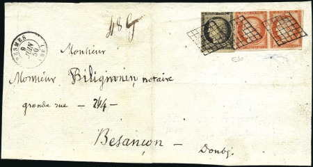 Stamp of France 1849 Cérès 20c noir + 40c orange en paire