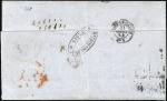 Stamp of France 1853 1F Empire non dentelé en bande de trois sur pli de Paris pour le Mexique