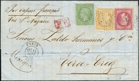 Stamp of France 1872 Lettre de Paris pour Vera Cruz au Mexique