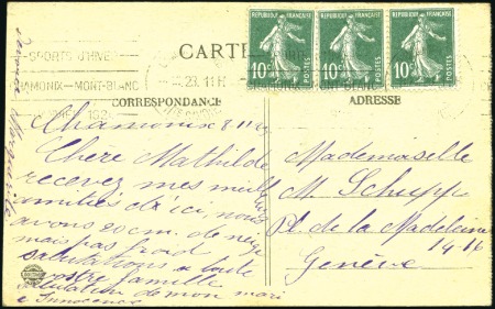 Stamp of Olympics » 1924 Chamonix SPORTS D'HIVER CHAMONIX MONT BLANC JANVIER 1924 roller cancel