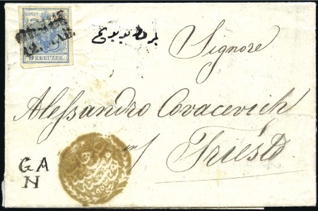 1850 9Kr Blue tied by BROOD 12 MAR. (1854) datesta