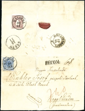 1858 10Kr Brown (on reverse) together with 1850 9K