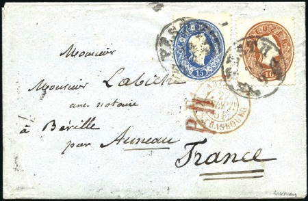 Stamp of Hungary POST NACH FRANKREICH - DESTINATION FRANCE15Kr bl