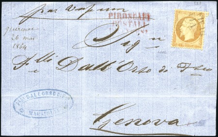 Stamp of France VIA DI MARE sur 40c Empire dent.