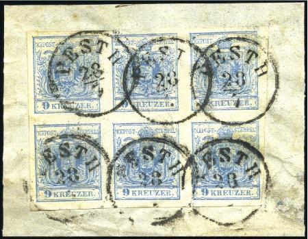 Stamp of Hungary 9Kr blau Maschinenpapier Type IIIa im waagrechten 