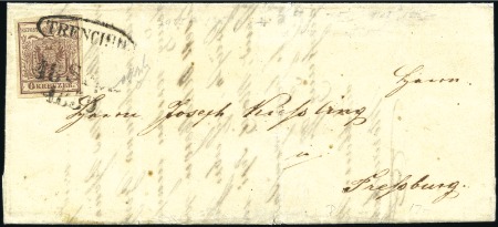 1850 6Kr Brown handmade paper type Ib, tied by TRE