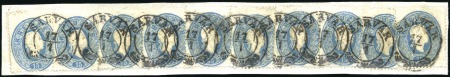 Stamp of Hungary 15Kr blau (10, teils leicht übergehend geklebt) au