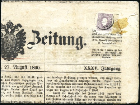 Stamp of Hungary 1859 1.05Kr graulila Type II entwertet mit Einkrei