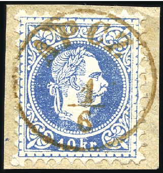 Stamp of Hungary 10Kr blau entwertet mit zentrisch APCZ 1/6 auf kl.