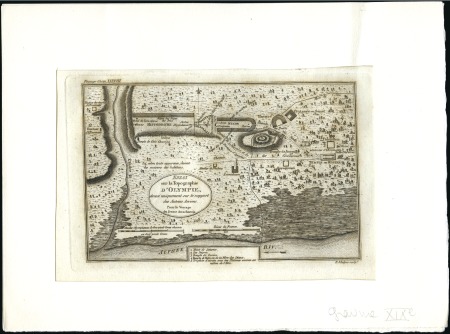 Stamp of Olympics » Ancient Olympia & Pre-Olympics 19th Century engraved map of Olympia, depicting th
