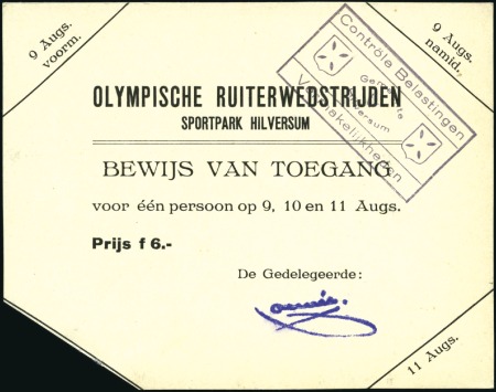 Stamp of Olympics » 1928 Amsterdam » Memorabilia Tickets: Ticket for the Equestrian event in Hilver