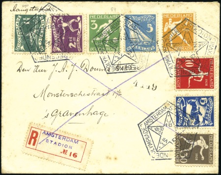 Stamp of Olympics » 1928 Amsterdam » Issued Stamps, Covers and Cancellations 1928 (Aug 8) Envelope with Olympics set tied by sp