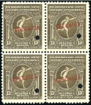 Stamp of Olympics » 1920 Antwerp 1920 Olympics set of three with SPECIMEN overprint in mint nh blocks of four