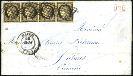 Stamp of France Première date connue du 20c noir pour l'Italie