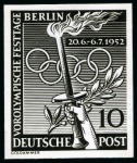BERLIN: Olympic Festival series group incl. black photographic proof imperf on official card