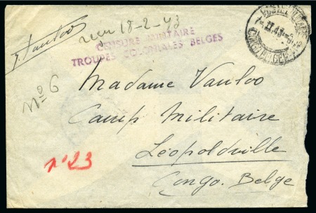 Stamp of Belgian Congo 1943 Fieldpost cover from Belgian troops stationed