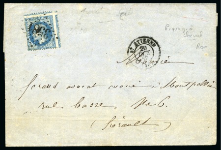 Stamp of France 20c Lauré avec belle variété de piquage à cheval