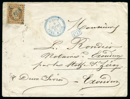 Stamp of Rarities of the World SINOPE Rarissime GC 5097 bleu sur 40c Empire dente