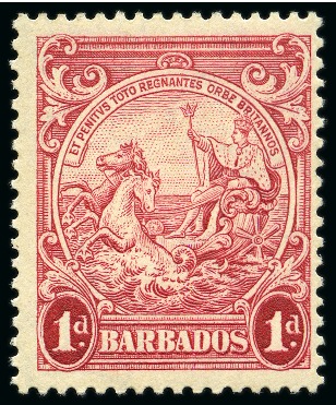 Stamp of Barbados 1938-47 1d Scarlet perf.13 1/2 x 13, mint