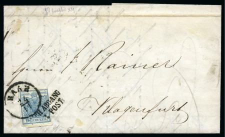 Stamp of Austria » 1850 Issue 1851 Cover 9kr NACH ABGANG DER POST 