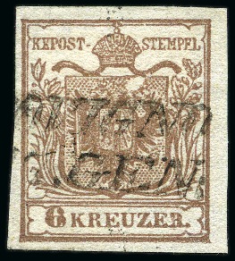 Stamp of Austria » 1850 Issue 1850 6Kr hand-made paper plate error