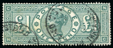 Stamp of Great Britain » 1855-1900 Surface Printed 1887-92 £1 green, used, fine (SG £800)