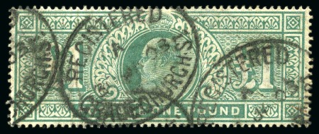 Stamp of Great Britain » King Edward VII 1902-10 £1 green, used, fine (SG £825)