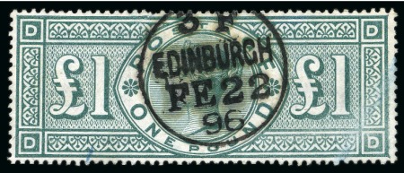 Stamp of Great Britain » 1855-1900 Surface Printed 1887-92 £1 green, used, fine (SG £800)