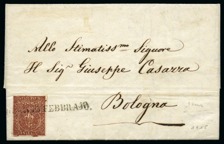 Stamp of Italian States » Parma ITALY -  PARMA 1853-1855 Issue 25C on cover 