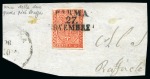 ITALY - PARMA 1853-1856 15c vermiglion & 25C brown, both on fragments