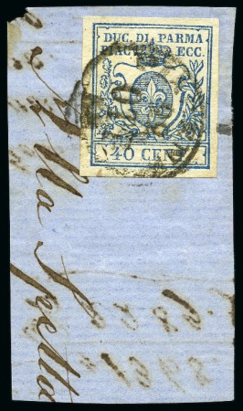 ITALY - Parma 1857-1859 Issue 40C on fgmt PIACENZA
