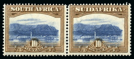 1927-30 10s bright blue and brown, mint se-tenant pair