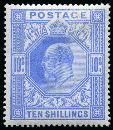 Stamp of Great Britain » King Edward VII 1902-10 De La Rue 10s ultramarine, mint