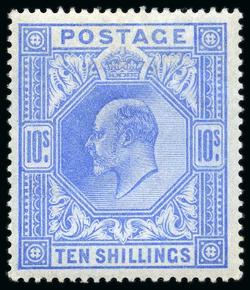 Stamp of Great Britain » King Edward VII 1902-10 De La Rue 10s ultramarine, mint