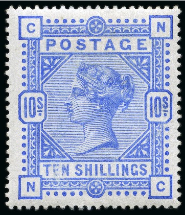 Stamp of Great Britain » 1855-1900 Surface Printed 1883-84 Anchor 10s ultramarine CN, mint very lightly hinged,