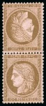 Cérès 10c brun sur rose en paire TETE-BECHE, neuf avec charnière, TB, rare, signé Calves, cert. Calves (Yv. € 8'000)