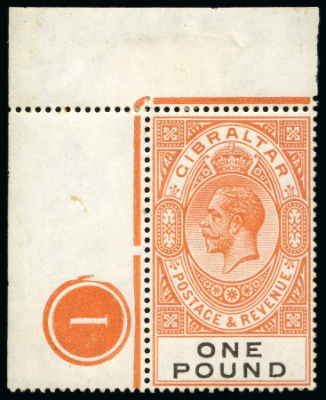 1925-32 Script £1 red-orange and black, mint top left