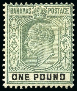 Stamp of Bahamas 1902-10 CA 1d to £1 green and black