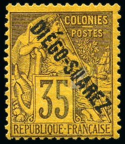 Diégo-Suarez Yv. 22, neuf, TB, très rare (tirage 250), signé Calves, cert. Cérès (Yv. € 1'350)