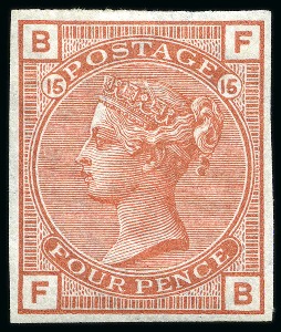 Stamp of Great Britain » 1855-1900 Surface Printed 1873-80 Large Garter 4d colour trial, plate 15