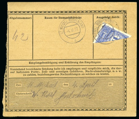 Stamp of Austria » Cancellation Collections AUSTRIA BURGENLAND 1914-1922 Samfalva on TPO card & postage due (2) bisects w. ST.MICHAEL pmk