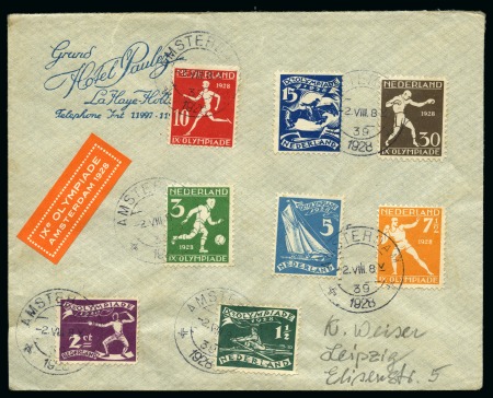1928 Amsterdam Olympic set on Hotel envelope