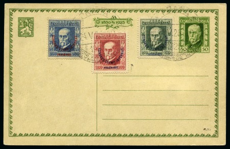 1925 Prague Olympic Congress cds tying set on postal stationery card