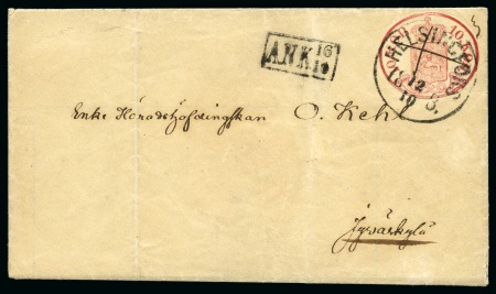 10k Carmine red, cut-round, tied by neat HELSINGFORS 12/10 1858 cds on envelope to Jyväskylä