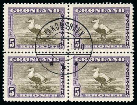 Stamp of Greenland GREENLAND COMPLETE 1945 DEFINITIVE SET IN BLKS OF 4