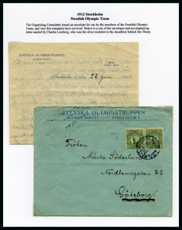 1912 Stockholm Olympic Team envelope