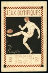 Stamp of Olympics » 1924 Paris » Postcards "Blanche" Rugby 15c Pasteur postal stationery card USED ON THE FIRST DAY